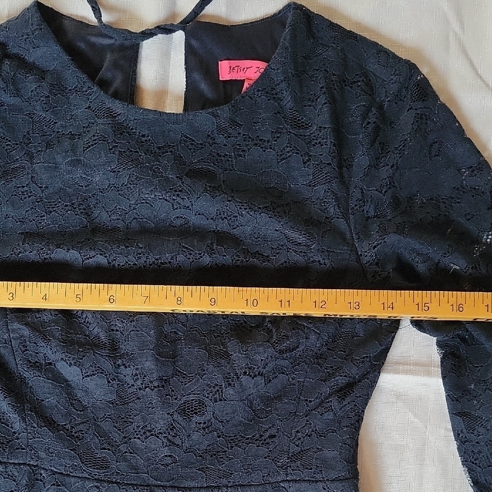 Betsey Johnson Navy Lace Long Sleeve Midi Dress Size 2 - Picture 6 of 12